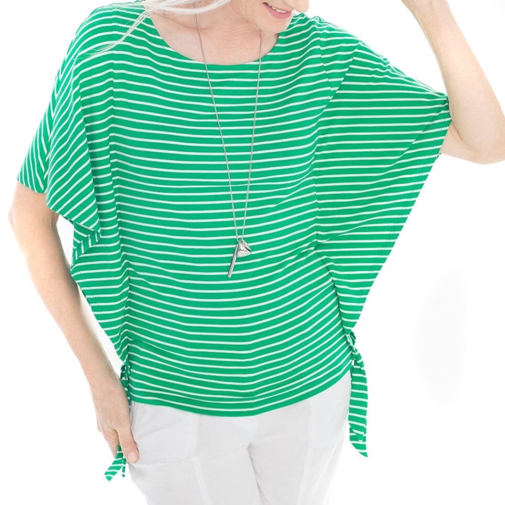 CHICOS Ideal Striped Side Tie Tee Size 1